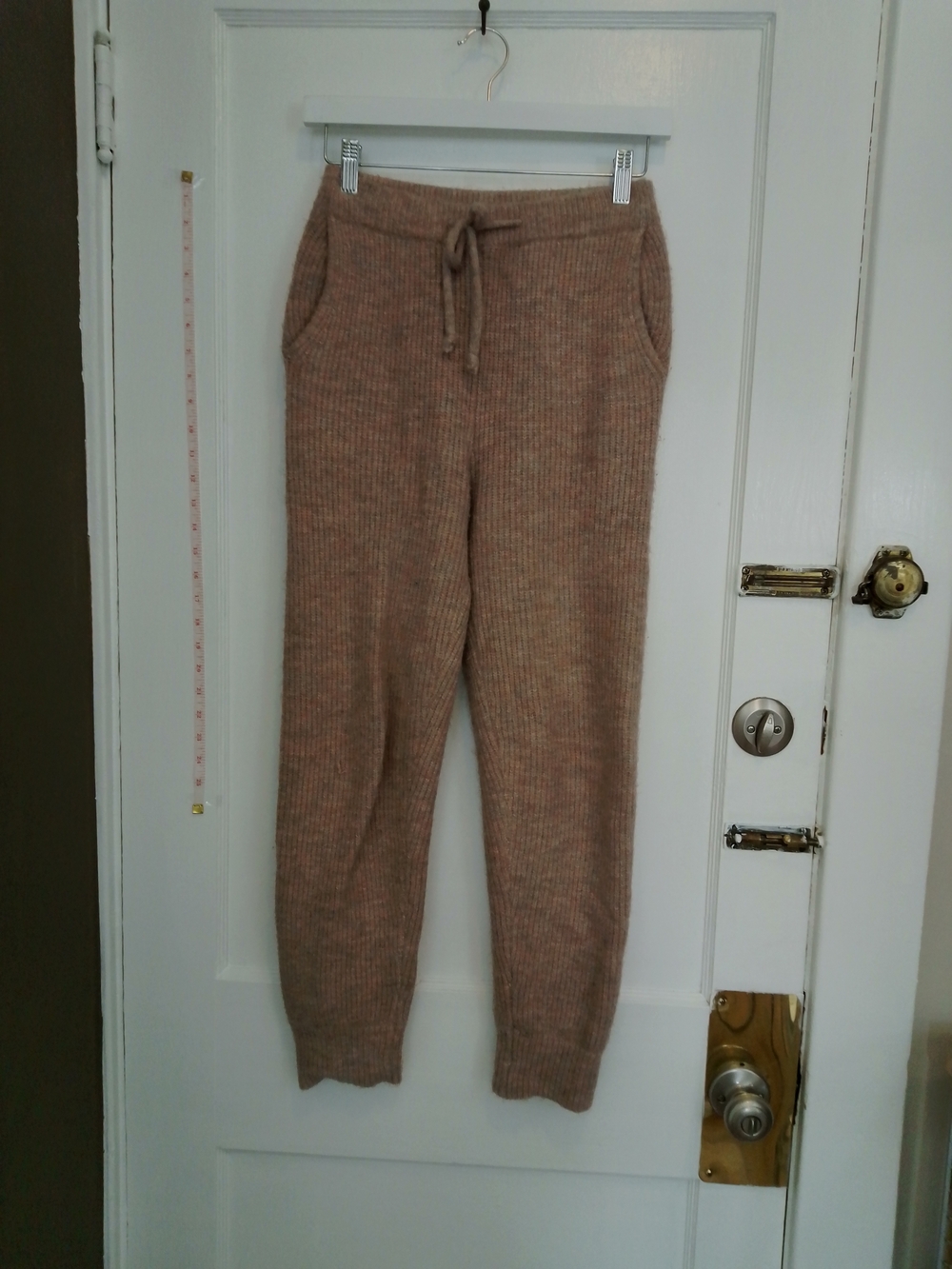 Anthropologie ribbed knit joggers - blush tan